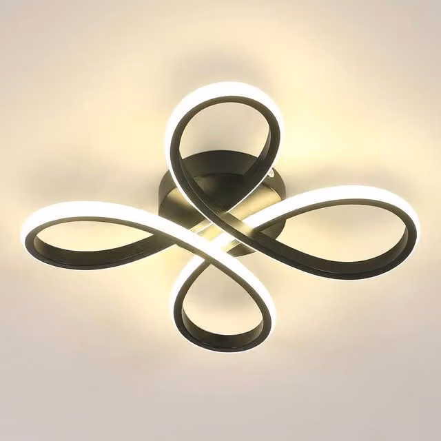 Goeco LED Ceiling Light, 30 W, Black Aluminium, 4500 K Cool White