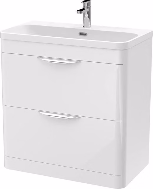 Balterley Wave 800mm Floor Standing 2 Drawer Ceramic Basin in Gloss White