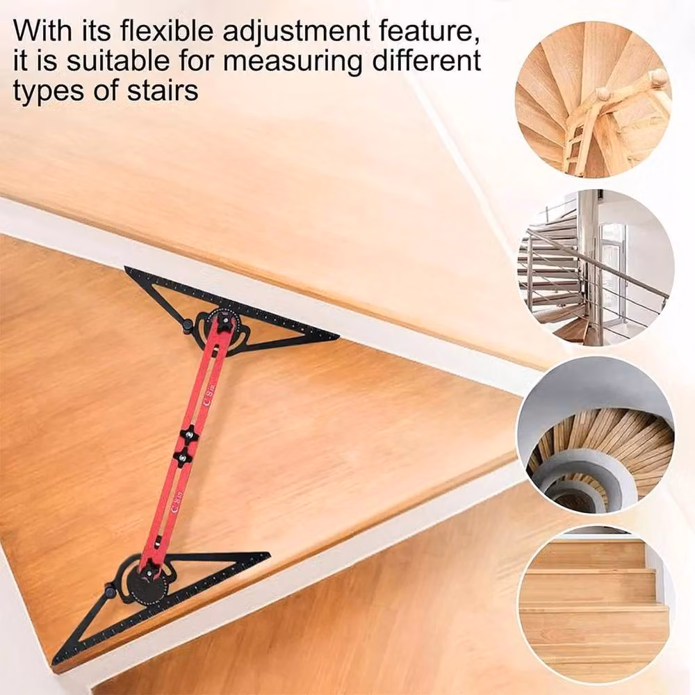 FLAVORA Red Aluminium Stair Tread Template Measuring Tool with Storage Bag, W: 52 cm, L: 1000 cm – 4
