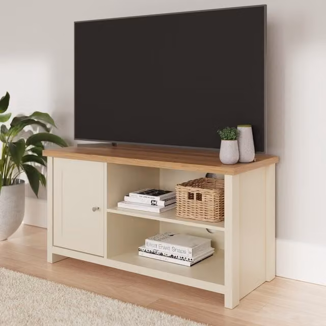 GFW Lancaster Small TV Cabinet in Cream and Oak – 1