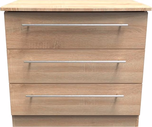 Sherwood Ready Assembled 3 Drawer Chest in Bardolino Oak Brown