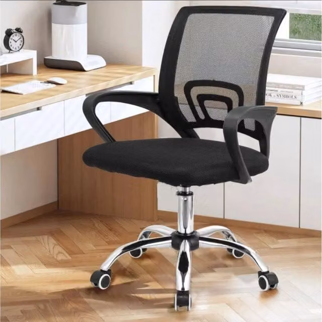 FORGEVIO Black Ergonomic Mesh Office Chair with Armrests