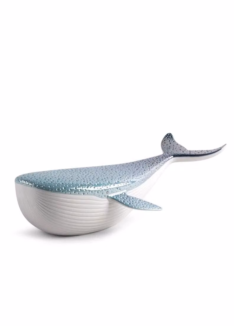 Lladró Blue Porcelain Whale Figurine