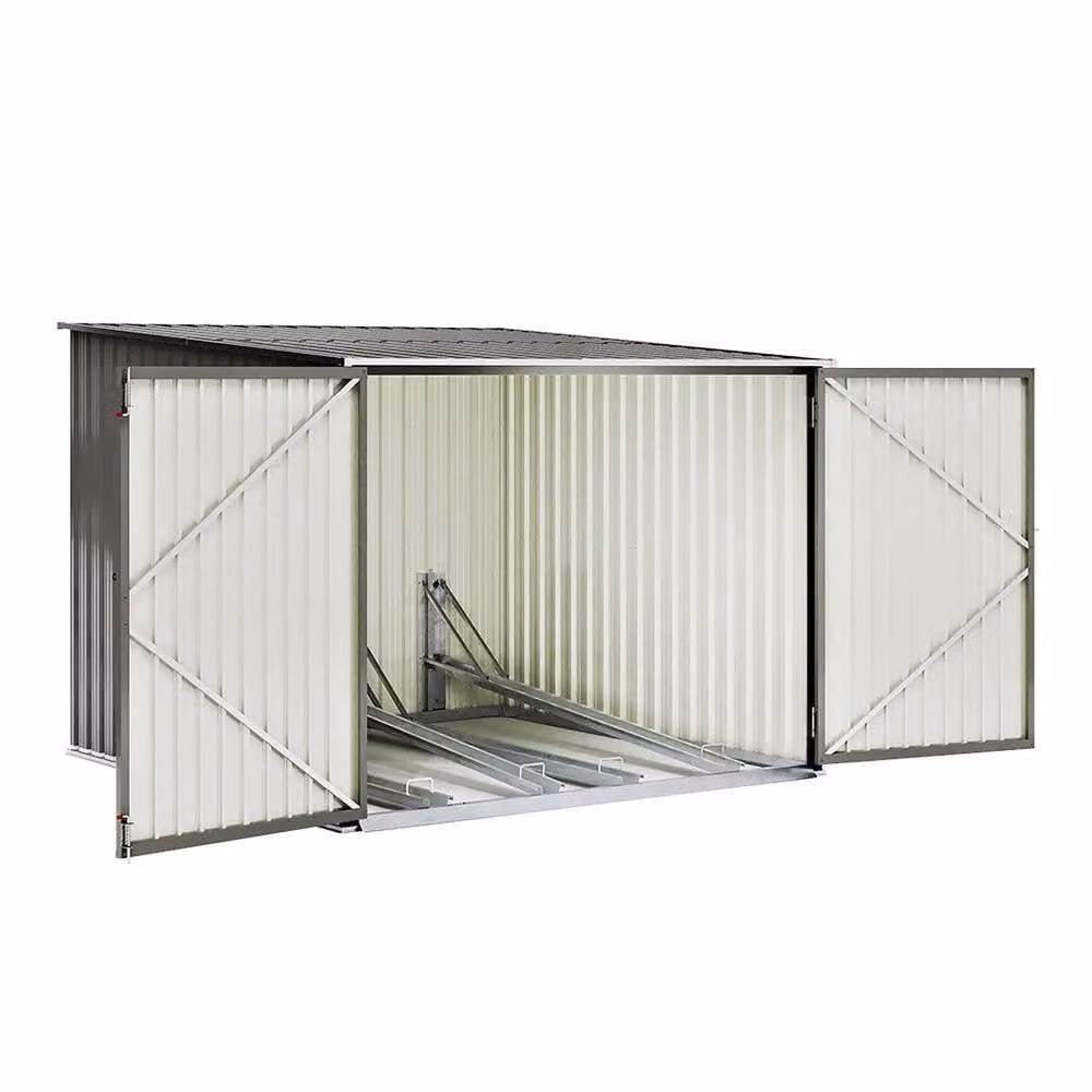FLAVORA Grey Galvanised Steel Outdoor Garden Bike Shed and Metal Bicycle Storage Store, W: 100 cm, D: 60 cm – 1