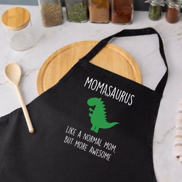 60 Second Makeover Women's Momasaurus Dinosaur Apron in Black