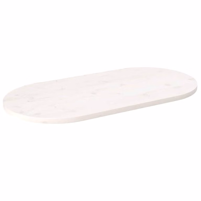 Berkfield Home White Solid Wood Pine Oval Table Top, W: 110 cm, D: 55 cm, H: 2.5 cm