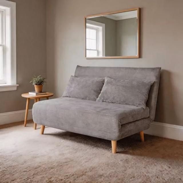 Home Source Lorena Grey Double Click Clack Upholstered Sofa Bed with Scatter Cushions