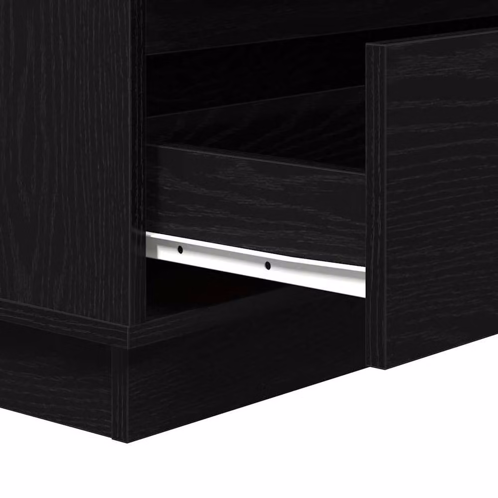 Berkfield Home Modern Bedside Cabinet with Integrated LED in Black Oak, W/D/H: 34.5 x 34.5 x 75 cm – 6