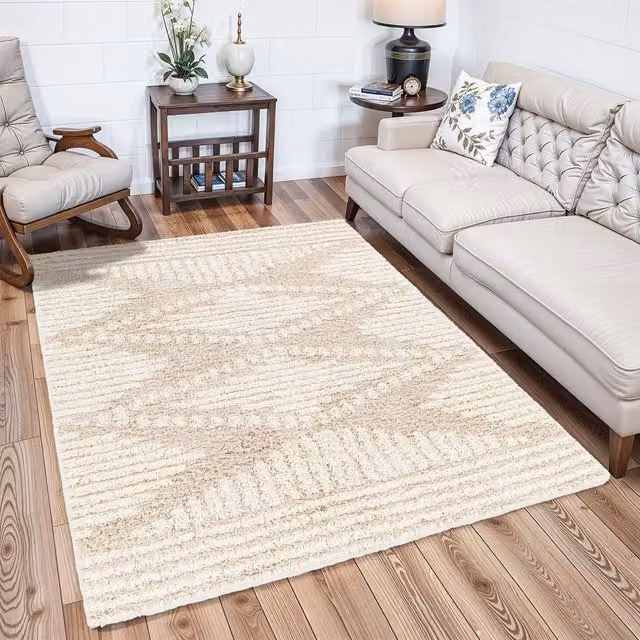 Livabliss Urban Shag Modern Soft Plush Pile Rug in Grey, Beige and White, W: 200 cm, D: 290 cm