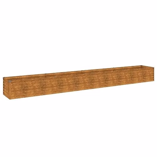 vidaXL Rusty Brown Wooden Raised Bed W: 386 cm, D: 50 cm, H: 36 cm – 1