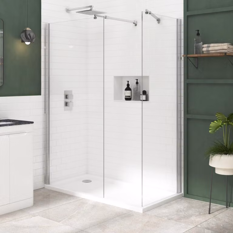 Royal Bathrooms Marbella Walk In Shower Enclosure with Tray, Clear, W/D: 1200 x 800 mm
