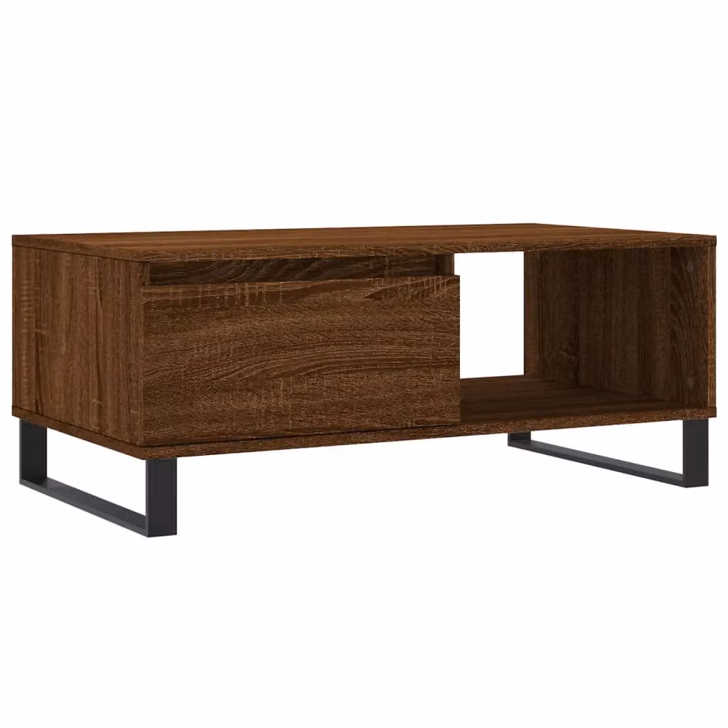 Berkfield Home Modern Brown Oak Coffee Table, W: 90 cm, D: 50 cm, H: 36.5 cm – 2