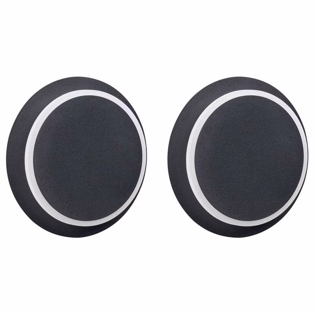 Wyld and Coco Set of 2 Matte Black Adjustable LED Wall Lamps with Round Shade – 2