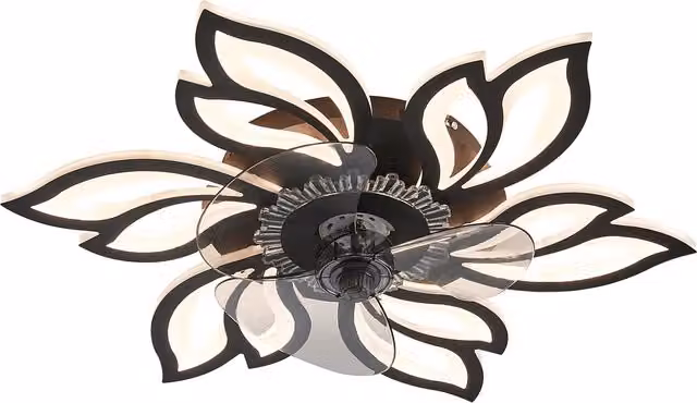 Living Star Modern Flower Shape Ceiling Fan with Light and Timer in Black