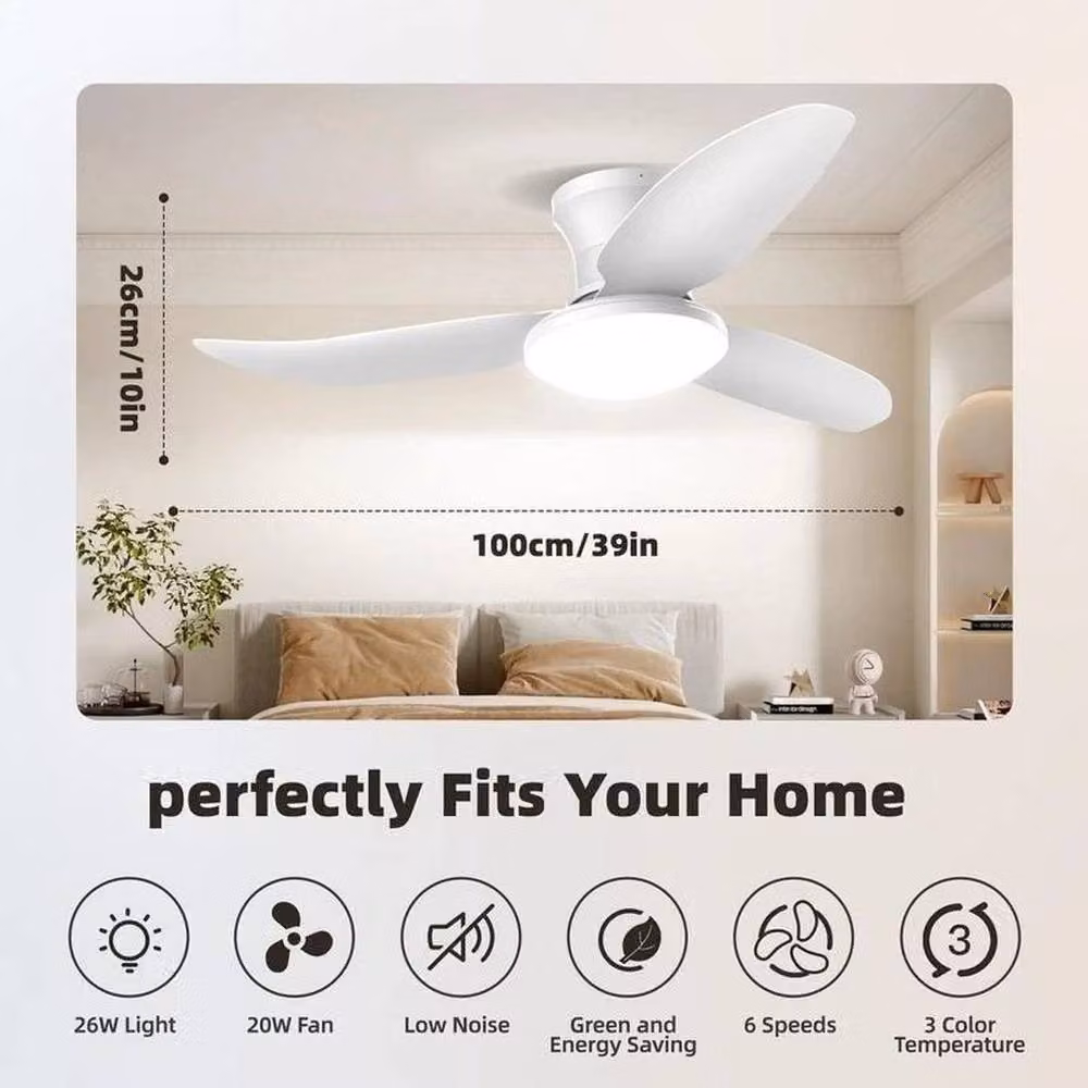 NESTLUNE Large LED Ceiling Fan with Lighting, 6-Speed, White – 2