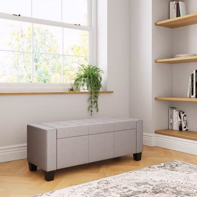 GFW Verona Grey Crushed Velvet Ottoman Storage Bench