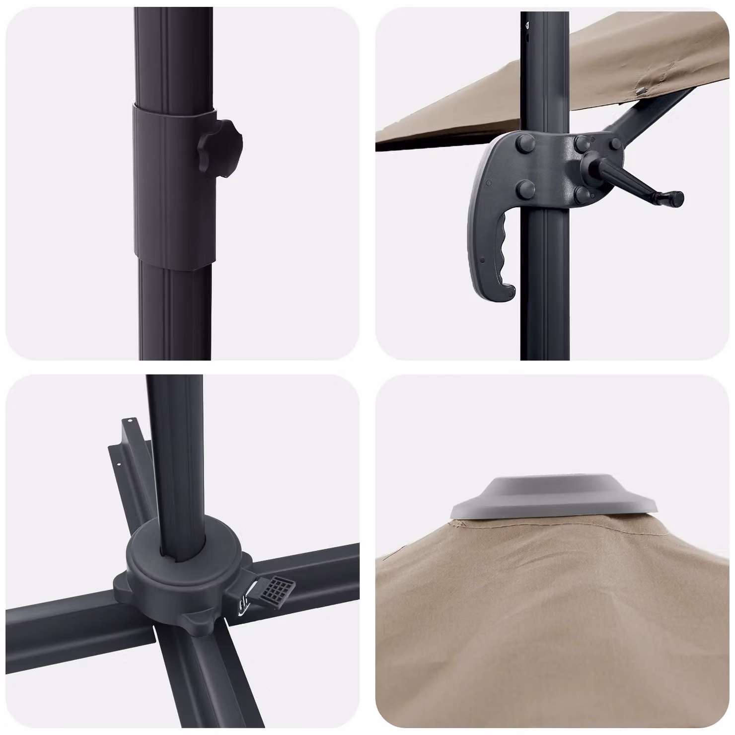 Berkfield Home Large Taupe Patio Umbrella in Polyester and Steel – 3