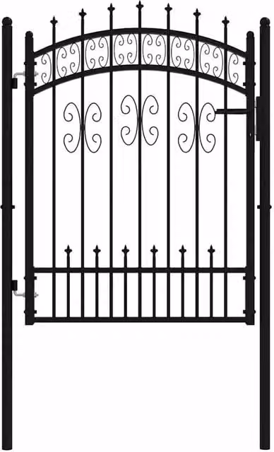 Berkfield Home Spear Top Steel Fence Gate, Black, W: 103 cm, H: 175 cm