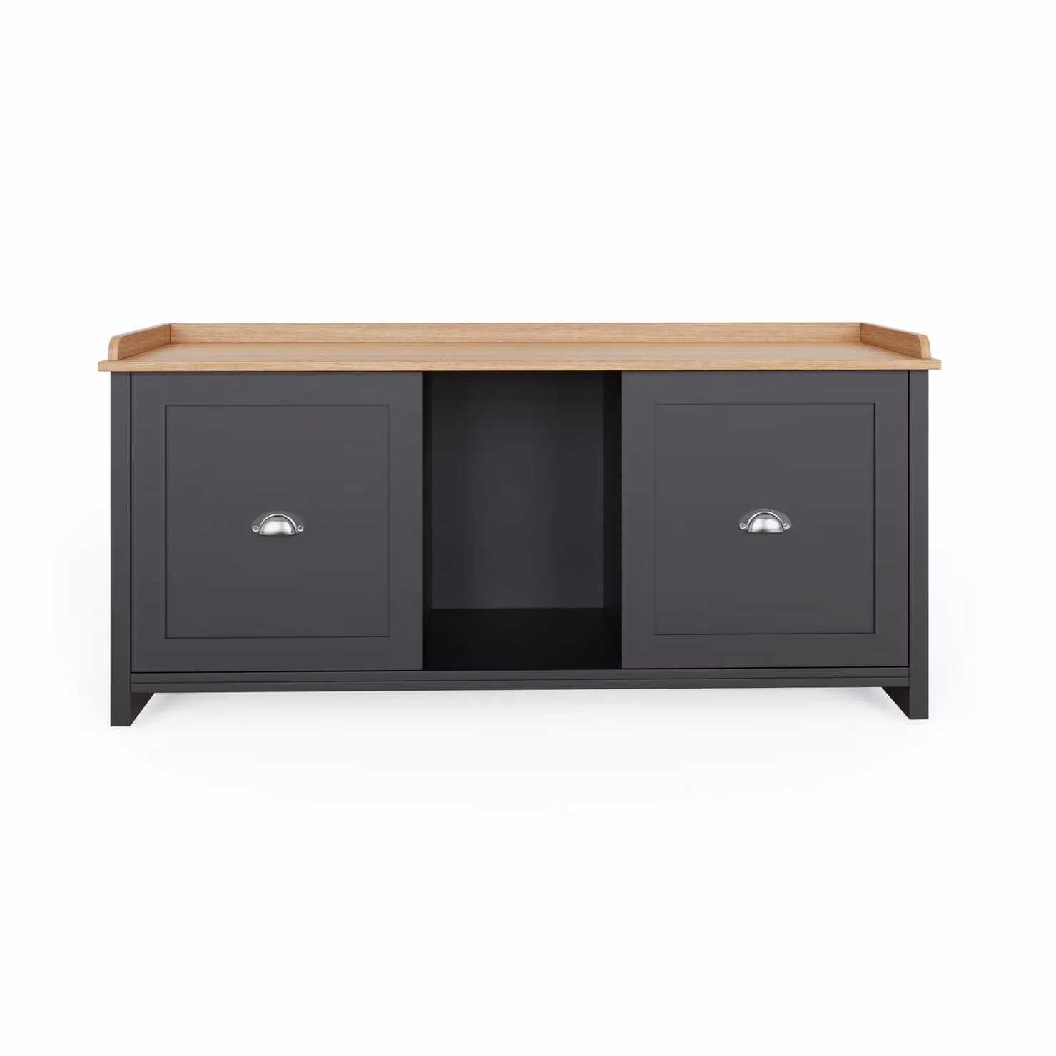 GFW Lancaster Modern Black 2 Door Shoe Bench – 3