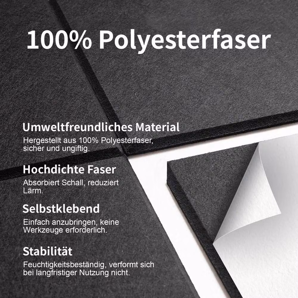 PAWNORA Black Felt Acoustic Wall Panels for Studio Rooms – 3