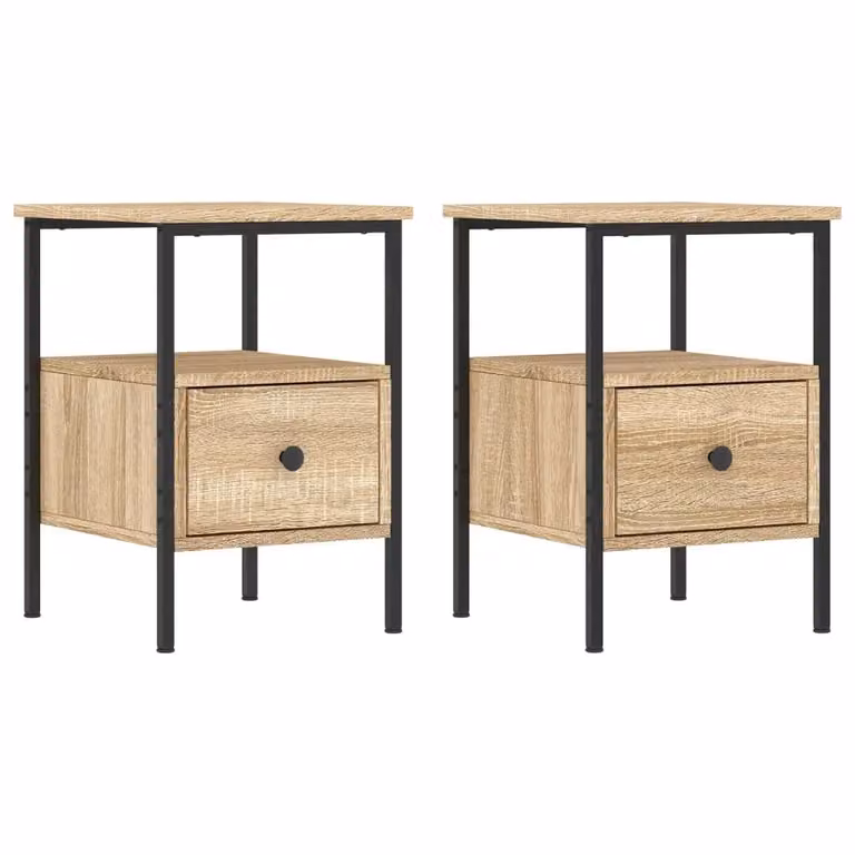 Berkfield Home Set of 2 Bedside Cabinets in Sonoma Oak Brown, W/D/H: 34 x 36 x 50 cm