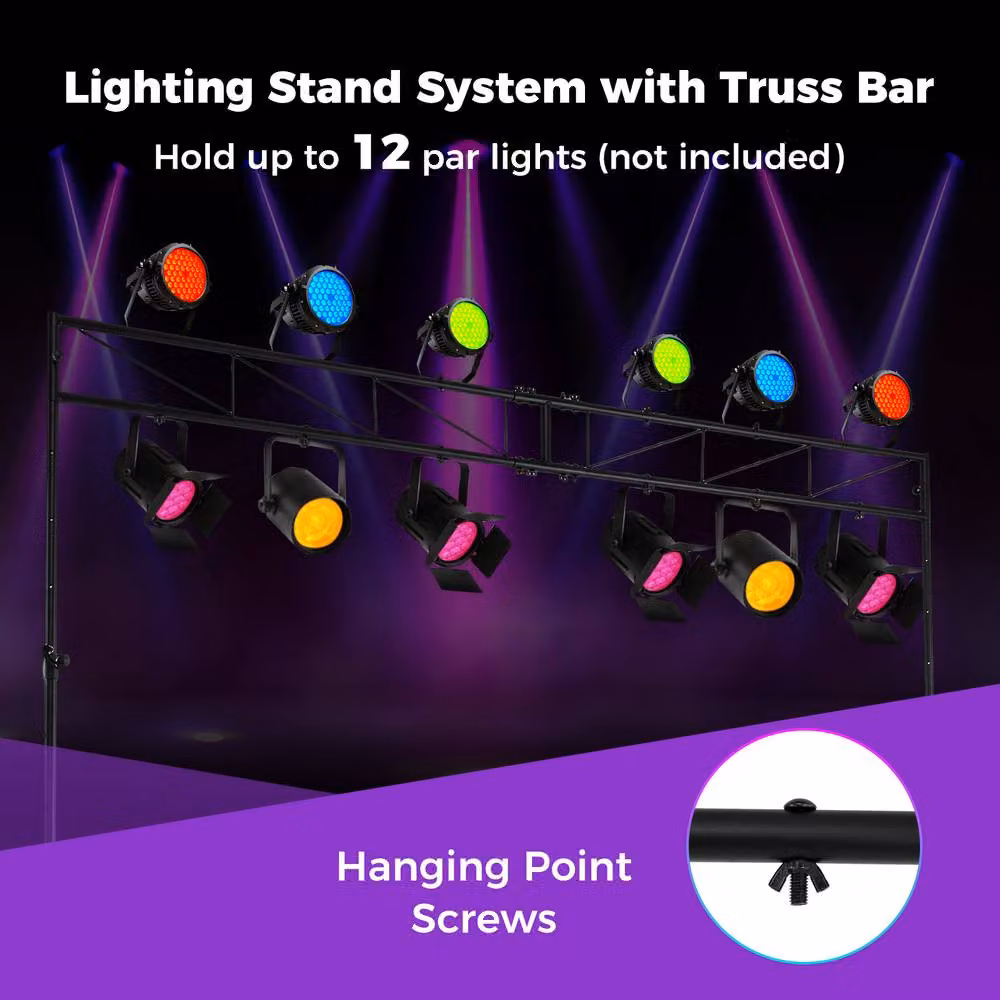 Gymax Heavy Duty Adjustable Lighting Stand with 2 Tripods and 12 Mounts in Black – 3