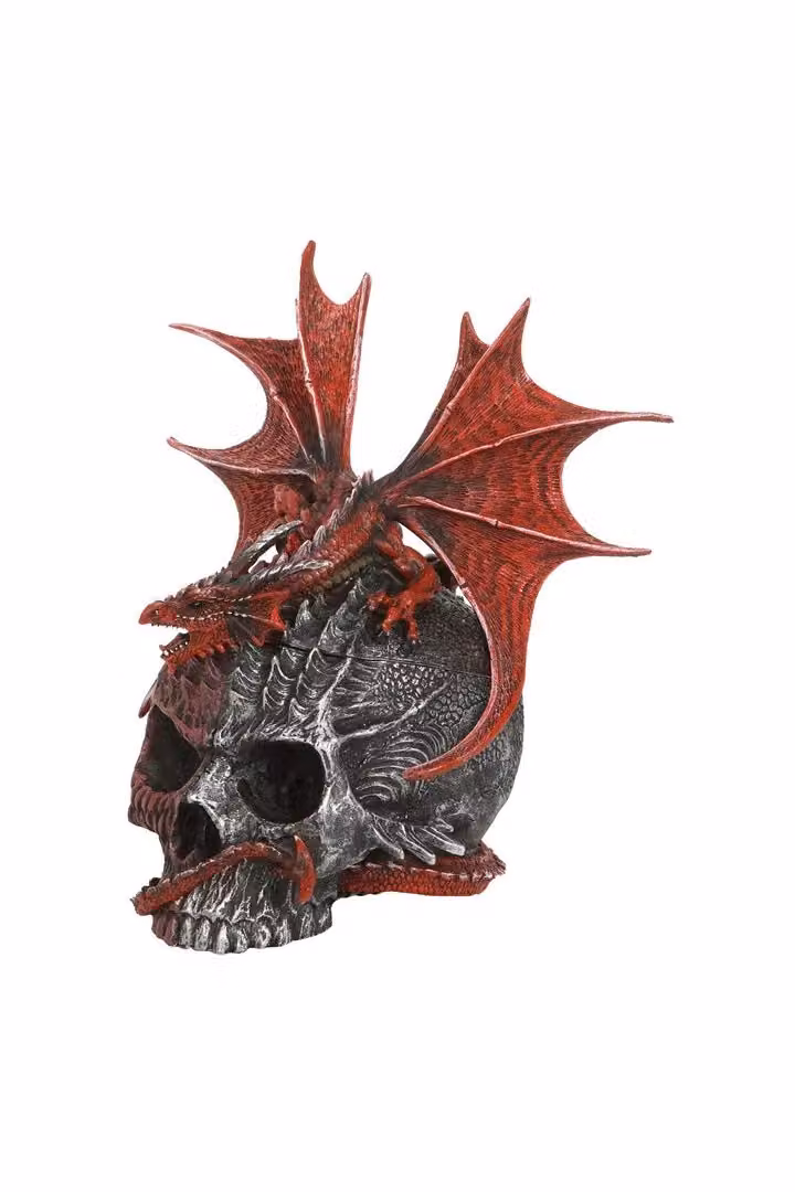 KDMD Serpent Infection Lidded Skull Ornament in Grey and Red – 2