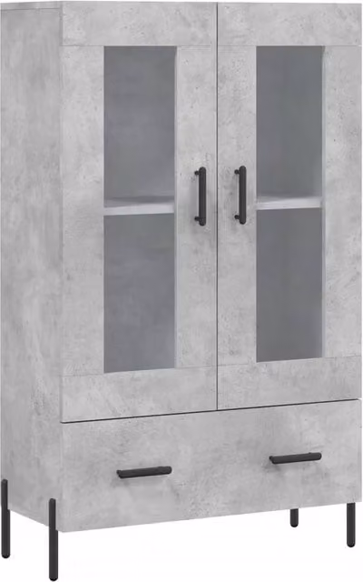 Berkfield Home Modern Highboard in Concrete Grey with Glass Doors, W/D/H: 69.5 x 31 x 115 cm