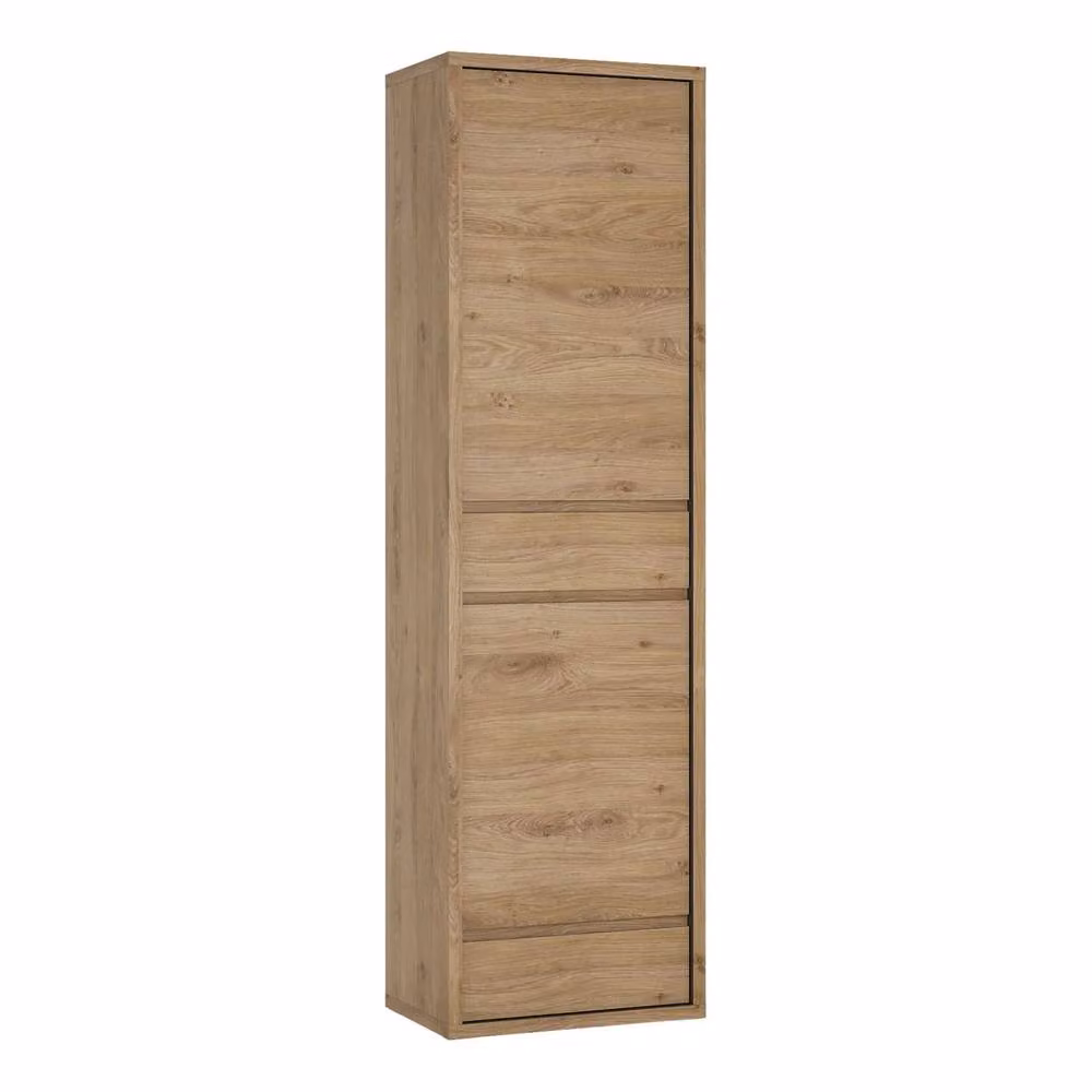 Wyld Haus Athens Natural Oak Effect Tall Narrow Storage Cabinet with 2 Doors and 2 Drawers – 2