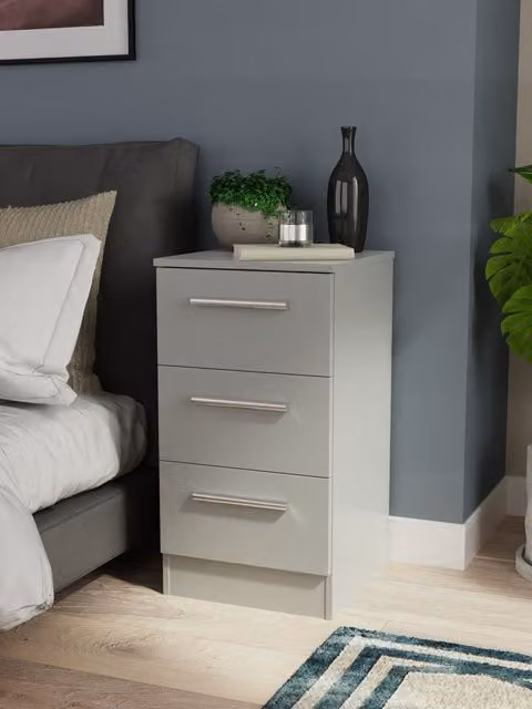 Ready Assembled 2 U Trent 3 Drawer Bedside Table in Dark Grey – 1