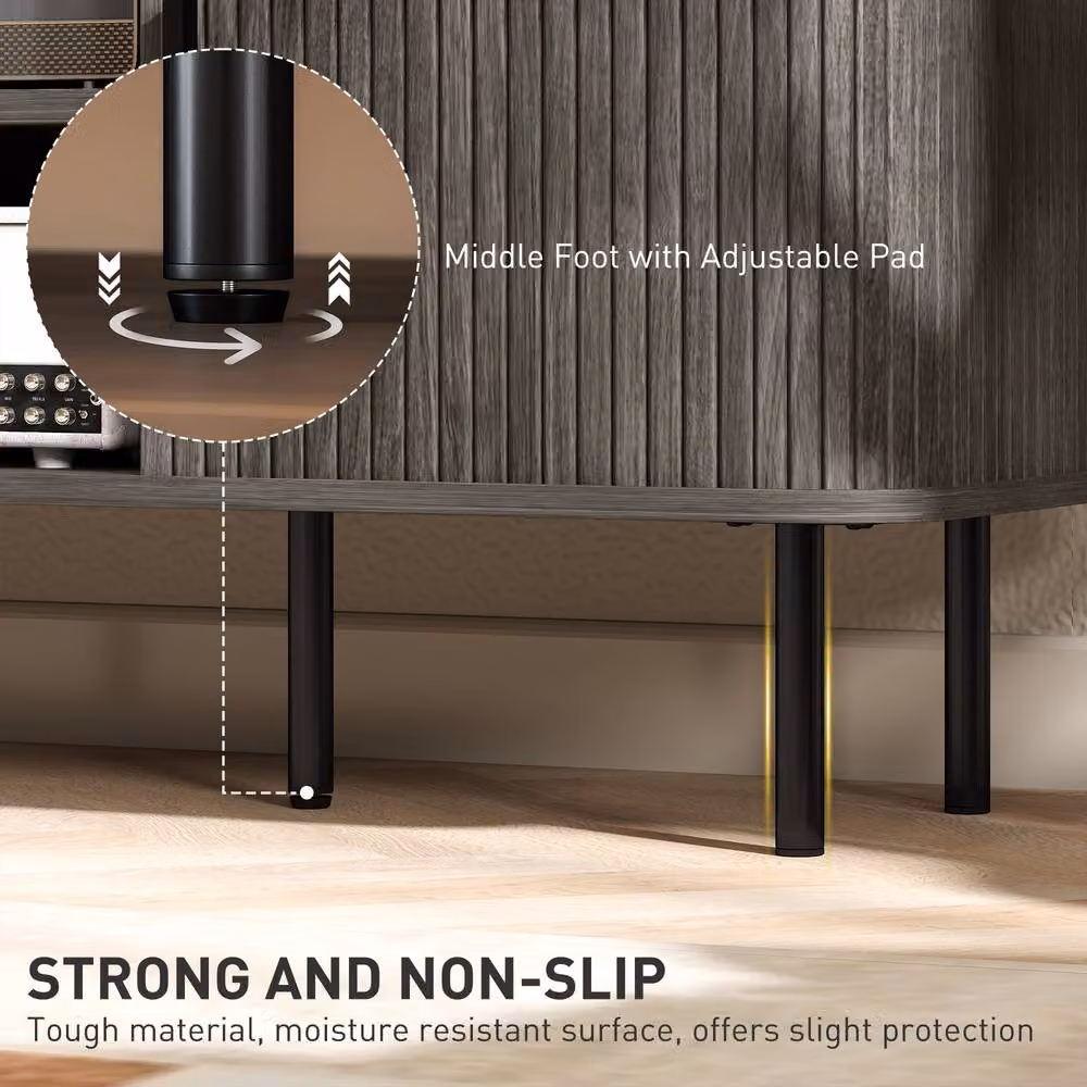 STILVORA Mid-Century TV Stand with 2 Doors and Shelves in Matt Grey – 9