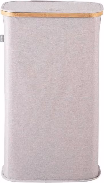 FLAVORA Vencier 60L Slim Laundry Hamper with Lid and Bamboo, Light Grey