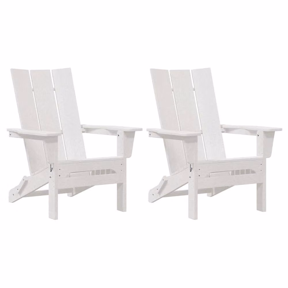 Berkfield Home White Foldable Adirondack Chairs, 2 Pack, W/D/H: 74.5 x 80.5 x 90 cm – 2
