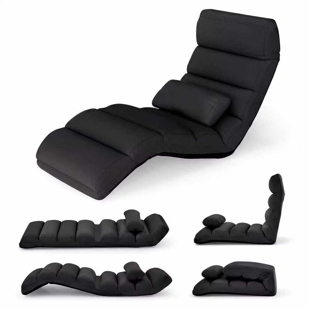 Hinsinc 5-Position Adjustable Folding Lazy Sofa Bed in Black – 3