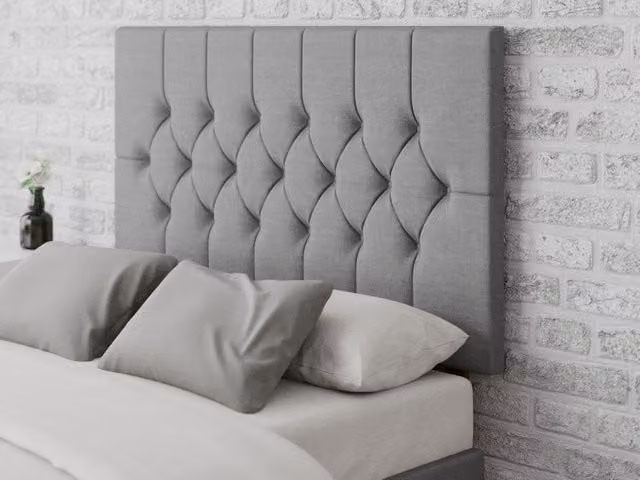 Aspire Store Olivier Chesterfield Upholstered Velvet Headboard in Grey, Width: 80 cm