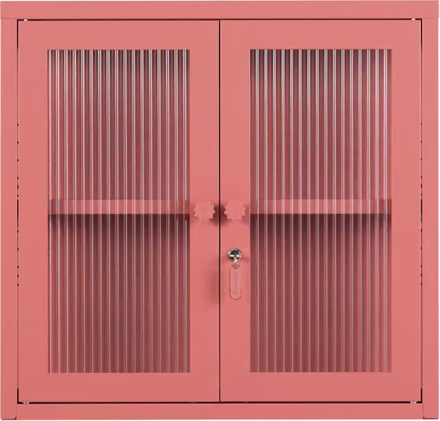 Mustard Made The Kit Wall Mounted Retro Cabinet in Pink with Glass Doors and Internal Shelves, W/D/H: 60 x 18 x 57 cm – 1
