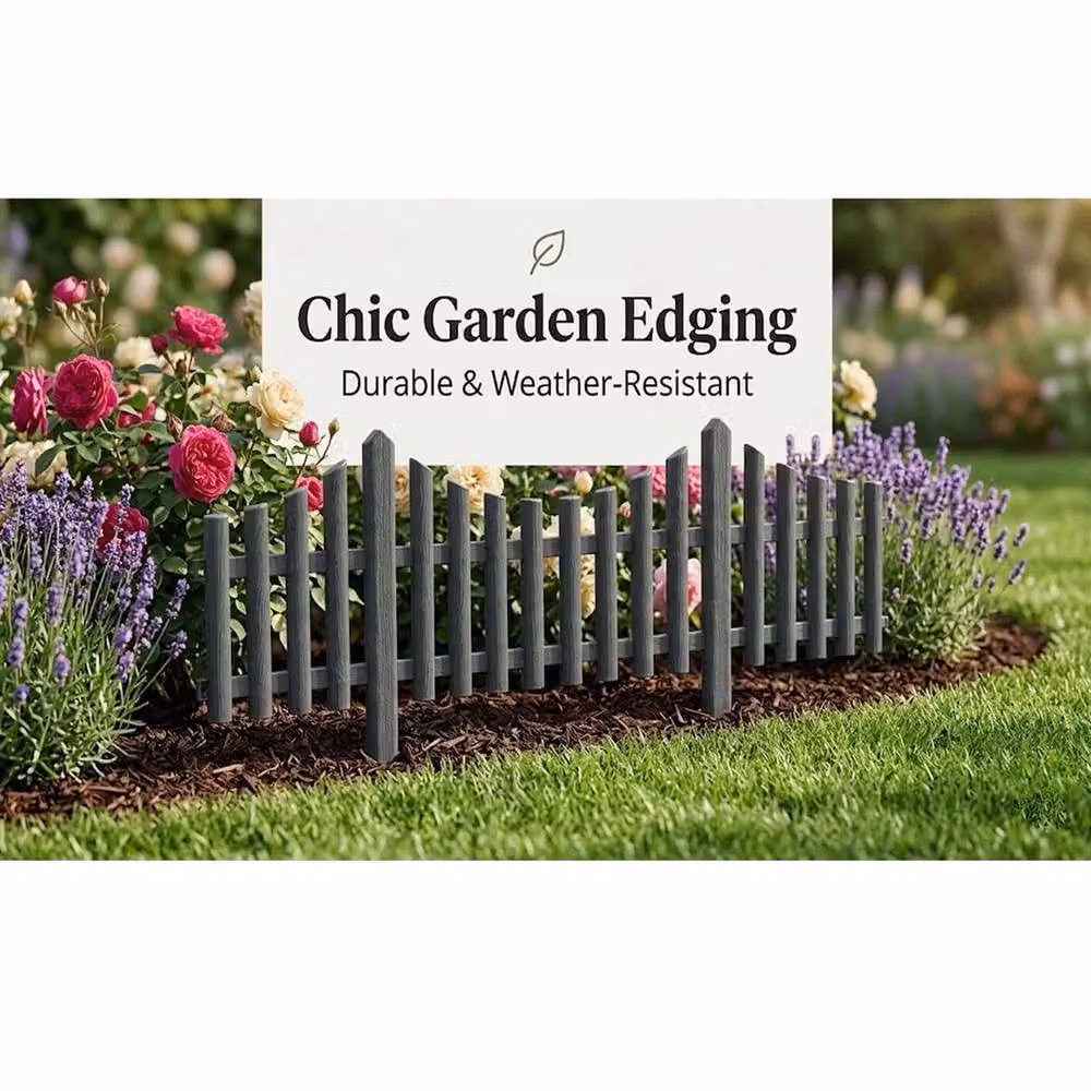EONLION Black Plastic Lawn Border Edge Fence, 10 Pieces, Length: 100 cm – 2