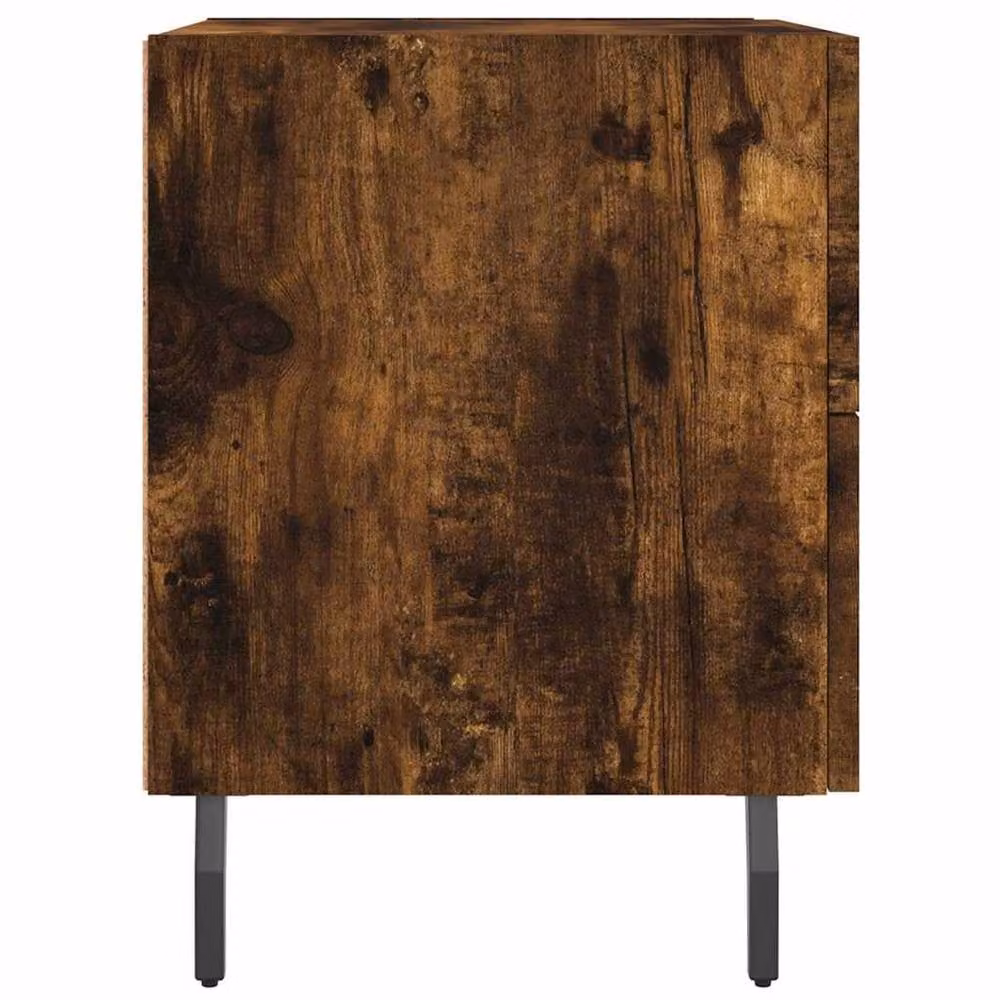 Berkfield Home Set of 2 Smoked Oak Bedside Cabinets in Brown, W/D/H: 40 x 35 x 47.5 cm – 3