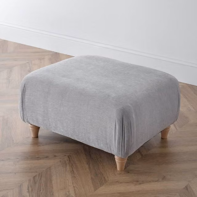 The Great Sofa Company Ezra Textured Velvet Footstool in Light Grey – 1