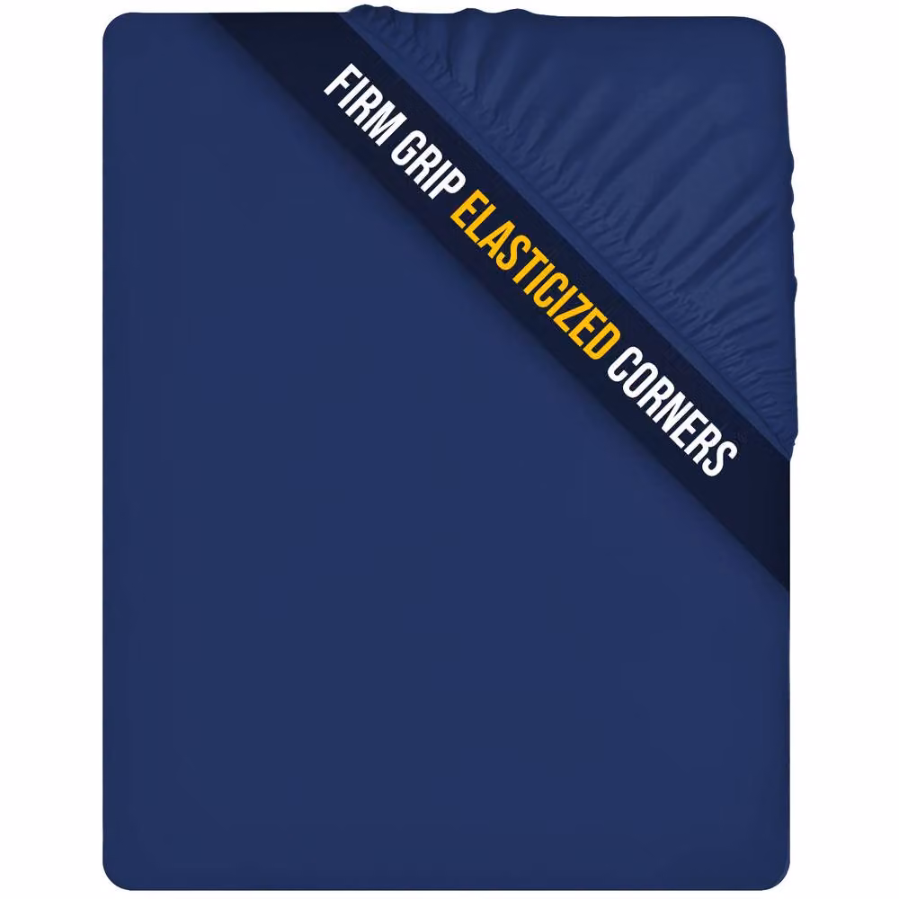 Lazzaro Home Feel the Difference Exclusive Microfibre Fitted Sheet, Navy Blue, King Size, W/D/H: 180 x 200 x 40 cm – 6