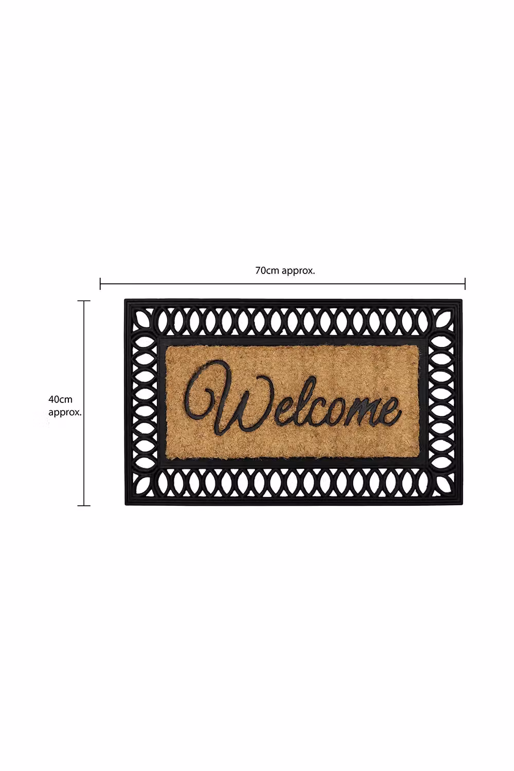 JVL Orana Embossed Coir Doormat with Non-Slip Rubber Edge, Brown/Beige, W: 40 cm, D: 70 cm – 10