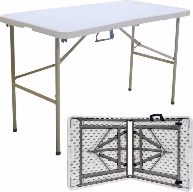 NESTLUNE 4ft Heavy Duty Folding Rectangular Table in White – 1