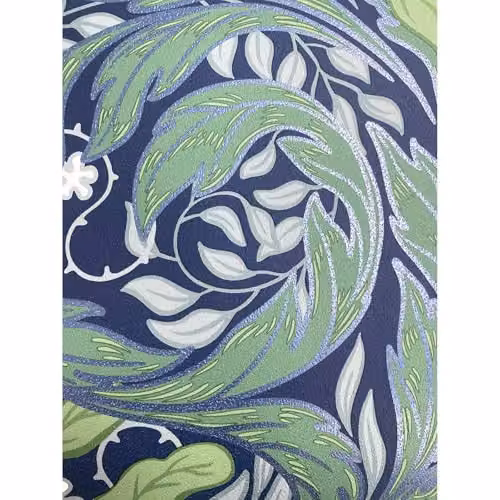 Muriva Vale Leaf Arts and Crafts Botanical Wallpaper in Green and Blue – 3
