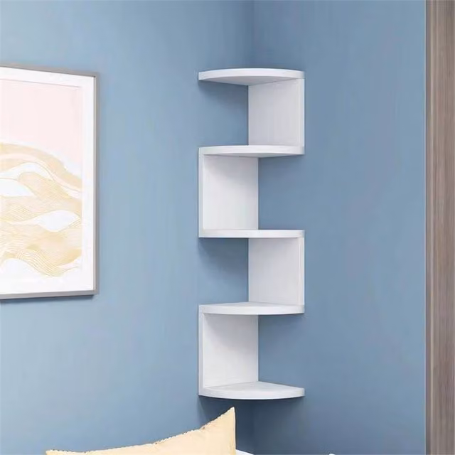 PAWNORA White 5 Tier Floating Corner Shelf