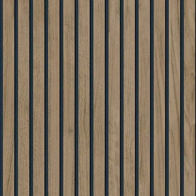 Belgravia Panacea Wood Slats Wallpaper in Dark Brown Matt Striped Paper