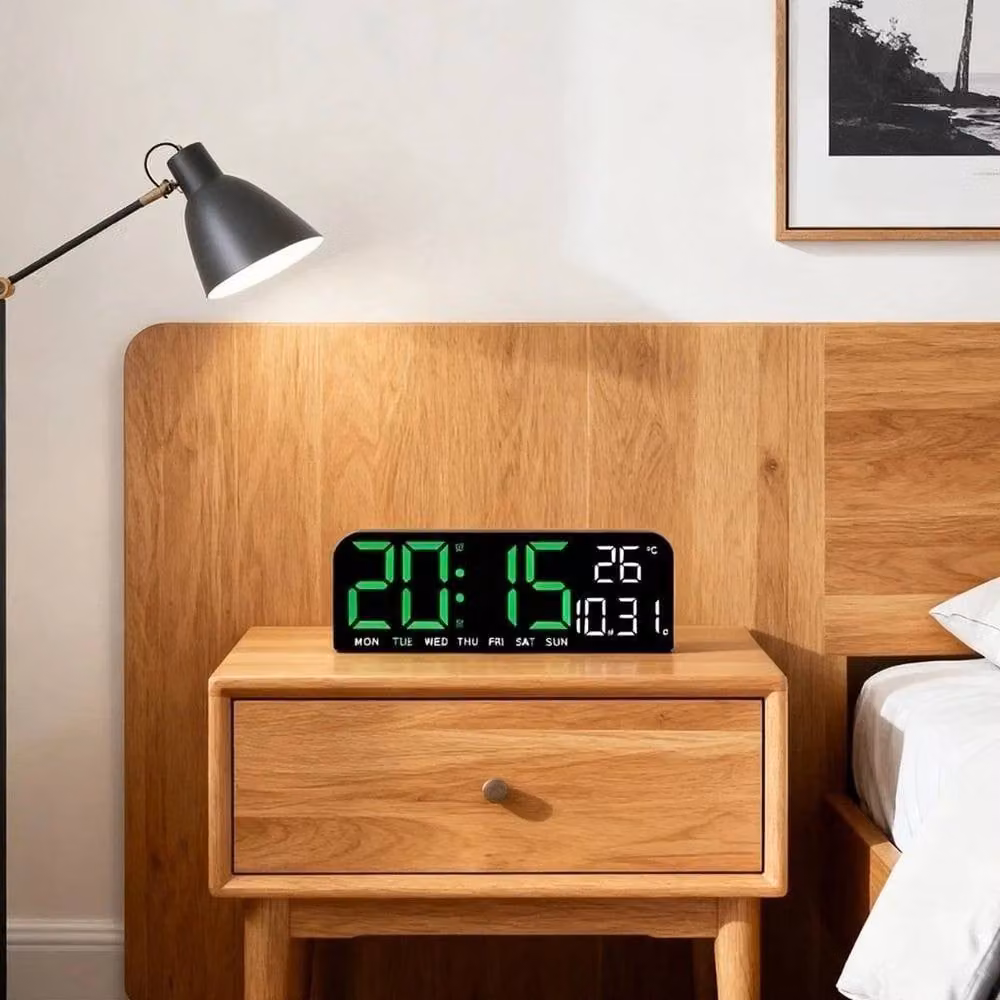 NESTLUNE Digital LED Alarm Clock and Desk Wall Clock in Black, W: 100 cm, H: 15 cm – 3