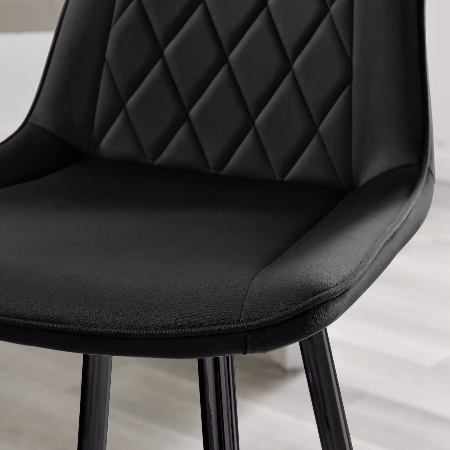 FurnitureboxUK Pesaro Set of 2 Modern Velvet Counter Stools in Black with Metal Legs – 3