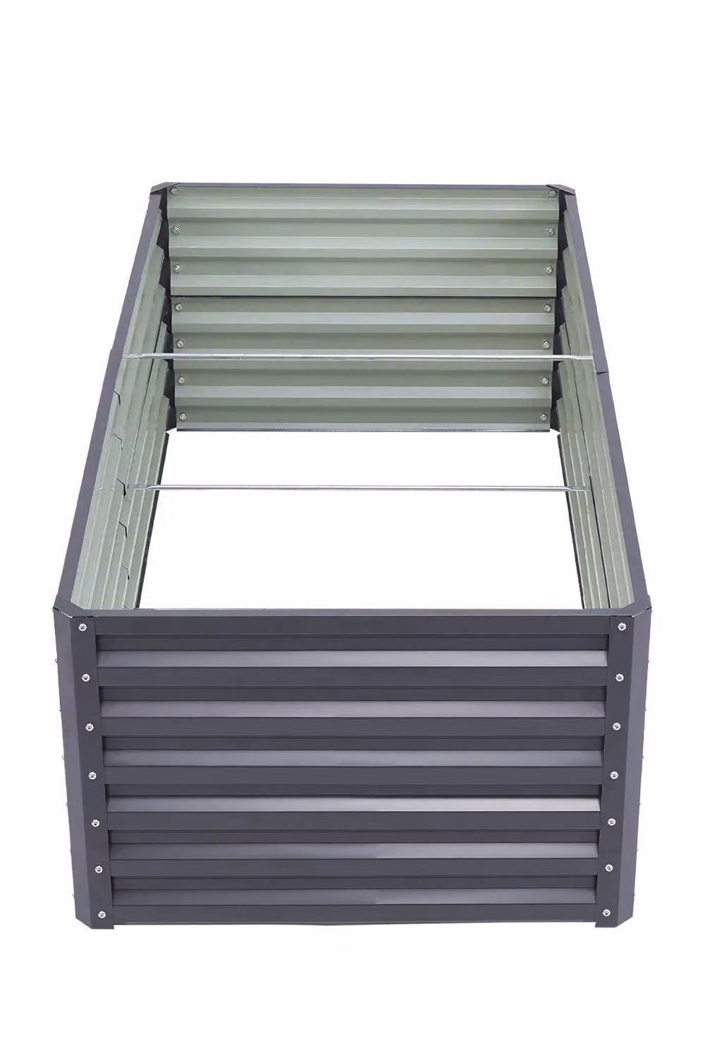 H&O Direct Grey Rectangular Metal Raised Garden Bed Planter, W/D/H: 90.0 x 57.0 x 90.0 cm – 4