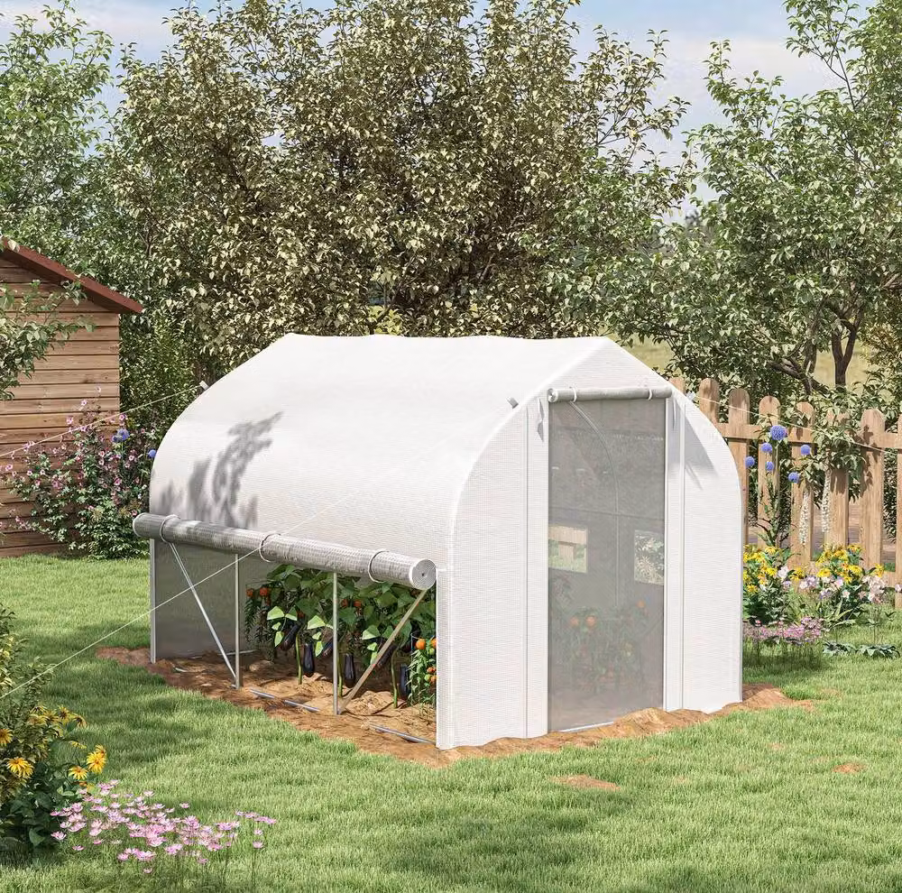 STILVORA Walk-in Greenhouse with 6 Windows in White, W/D/H: 300 x 200 x 200 cm – 2