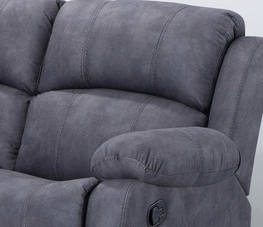 Furnishings For Less UK Alaska Grey Fabric 5 Seater Reclining Corner Sofa with Manual Recliner and Padded Arms – 2